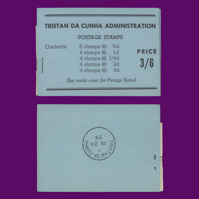 Tristan da Cunha 1958 Blue booklet postmarked 'JA 24 58', stapled at left