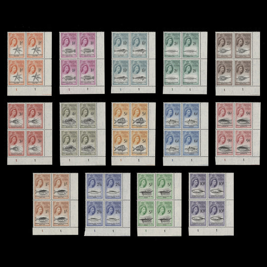 Tristan da Cunha 1960 (MNH) Marine Life Definitives plate blocks
