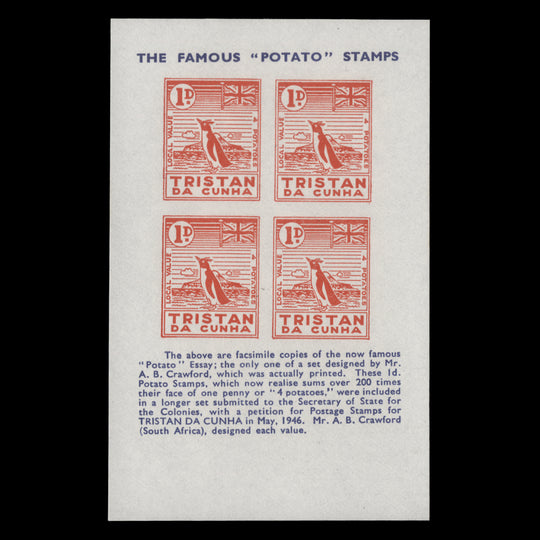Tristan da Cunha 1962 Potato Stamps reprint sheetlet