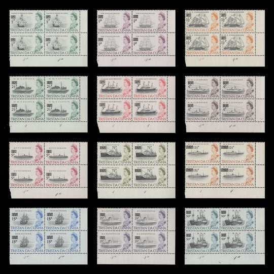 Tristan da Cunha 1971 (MNH) Ships Provisionals plate blocks