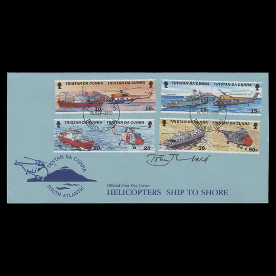 Tristan da Cunha 2000 Ships & Helicopters first day cover signed by designer