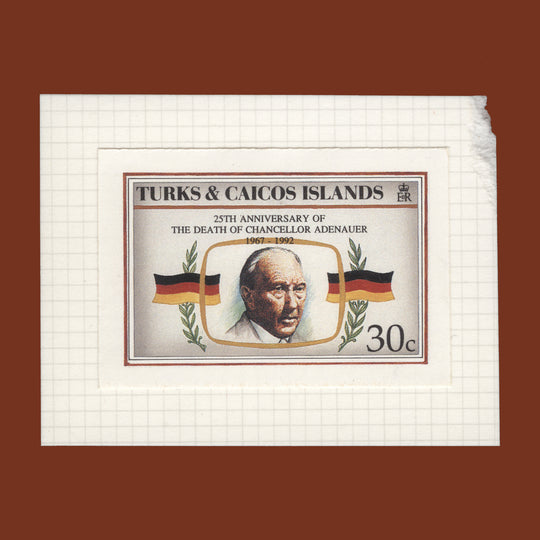 Turks & Caicos Islands 1993 Konrad Adenauer Death Anniversary unadopted design