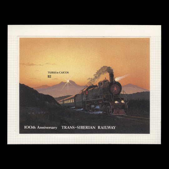 Turks & Caicos Islands 1993 Trans-Siberian Railway Anniversary unadopted miniature sheet