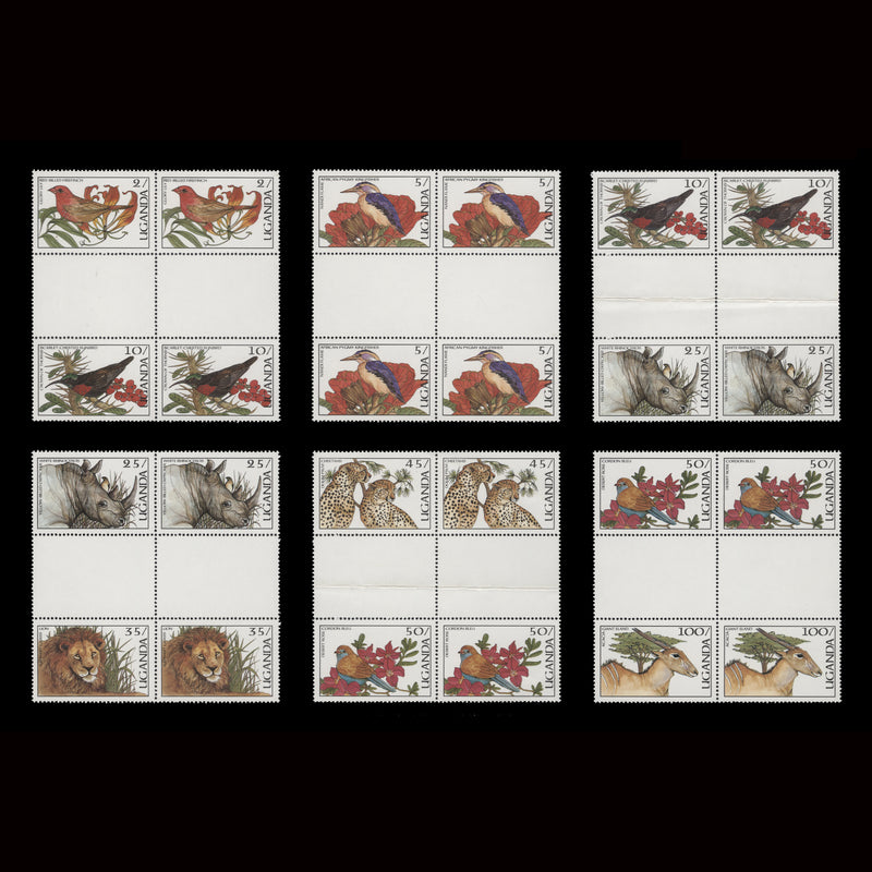 Uganda 1987 (MNH) Flora and Fauna vertical gutter blocks