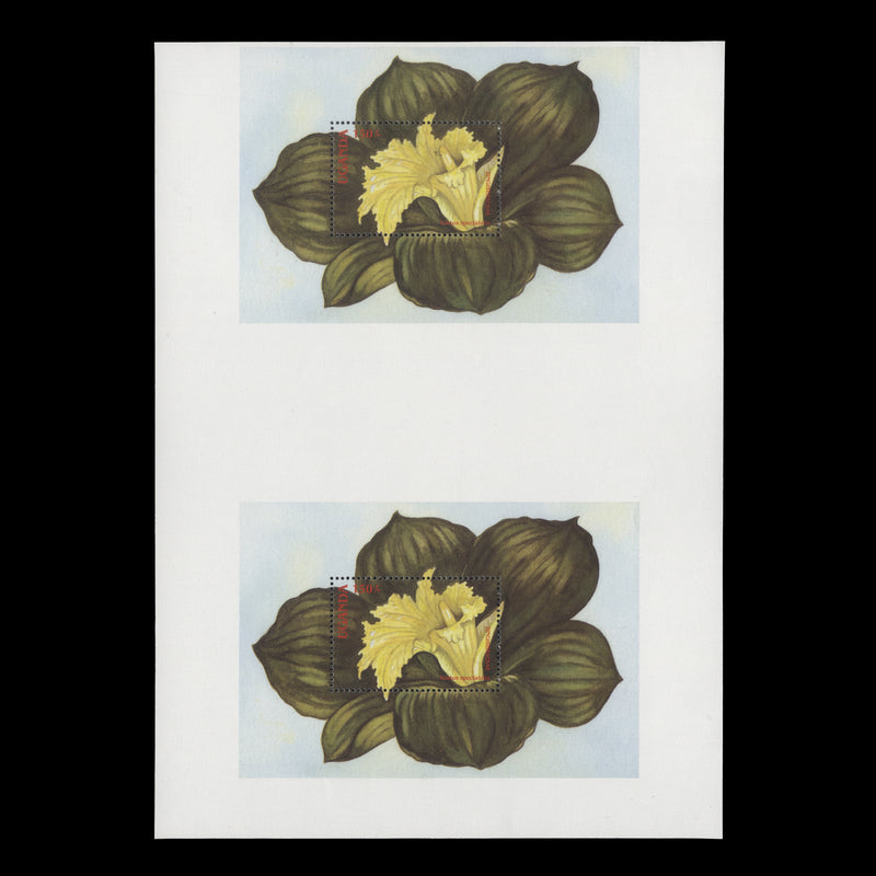 Uganda 1988 Costus Spectabilis uncut miniature sheet pair