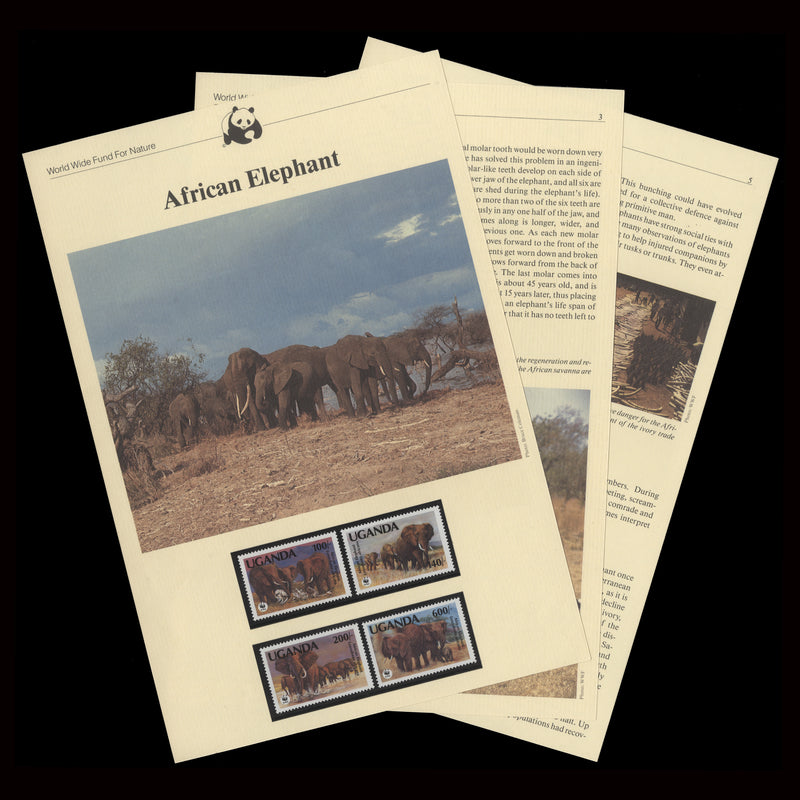 Uganda 1991 Endangered Species, Elephants set and information sheets