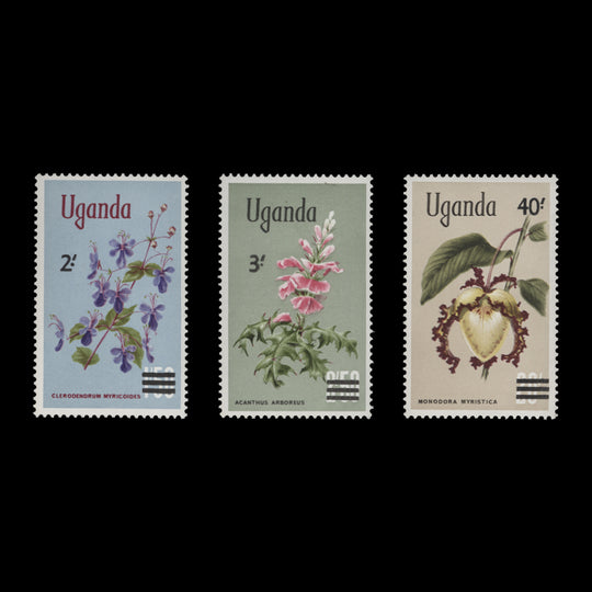 Uganda 1975 (MNH) Flowers provisionals