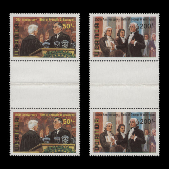 Uganda 1982 (MNH) Washington/Roosevelt Birth Anniversaries horizontal gutter pairs