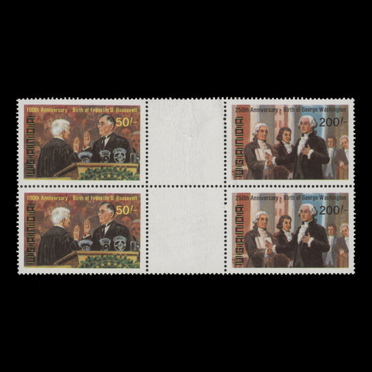 Uganda 1982 (MNH) Washington/Roosevelt Birth Anniversaries vertical gutter block