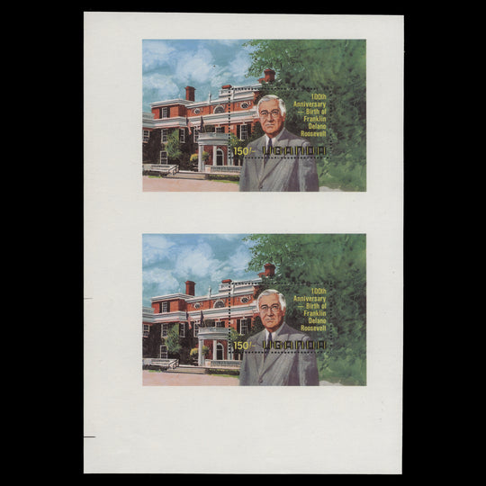 Uganda 1982 (Variety) Franklin Roosevelt uncut miniature sheet pair
