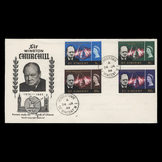 Saint Vincent 1966 Churchill Commemoration first day cover, KINGSTOWN