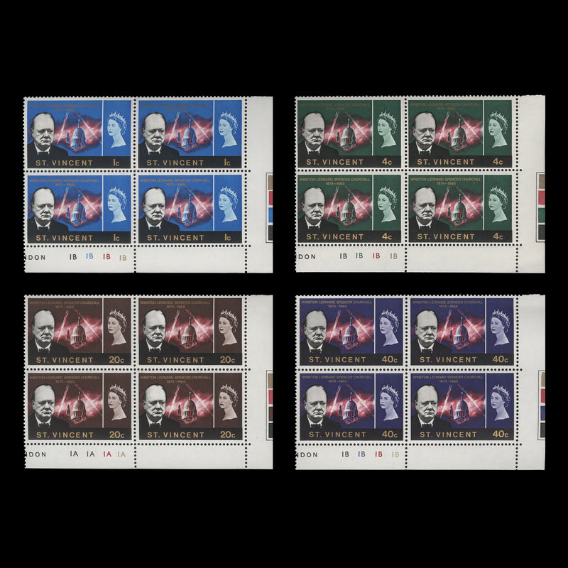 Saint Vincent 1966 (MNH) Churchill Commemoration plate blocks