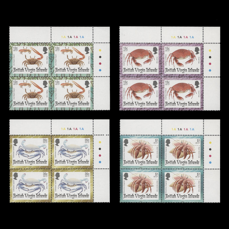 British Virgin Islands 1997 (MNH) Crabs traffic light/plate blocks