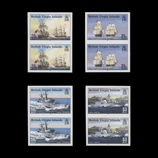 British Virgin Islands 2002 Royal Navy Ships imperforate proof pairs