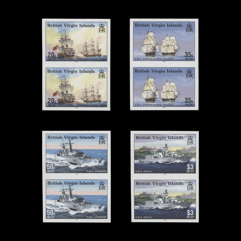 British Virgin Islands 2002 Royal Navy Ships imperforate proof pairs
