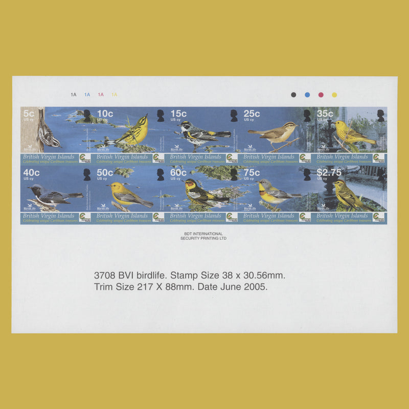 British Virgin Islands 2005 Birdlife imperforate proof miniature sheet