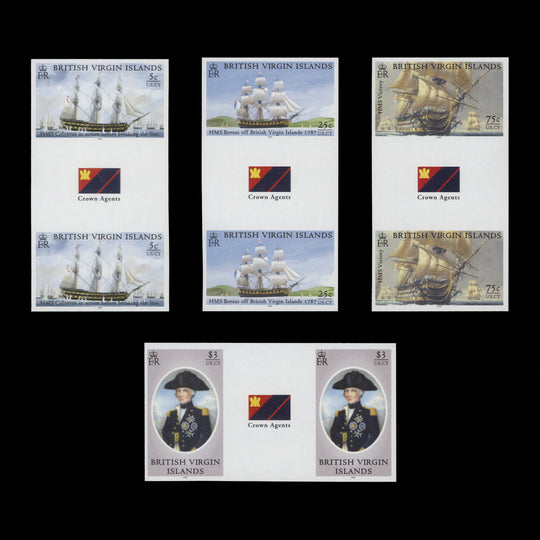 British Virgin Islands 2005 Battle of Trafalgar Bicentenary imperf proof gutter pairs