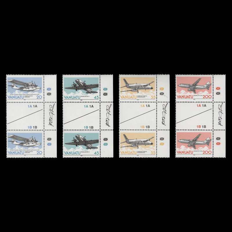 Vanuatu 1989 Economic & Social Commission gutter pairs signed by designer