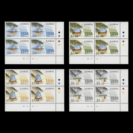 Samoa 1998 (MNH) Christmas traffic light/plate blocks