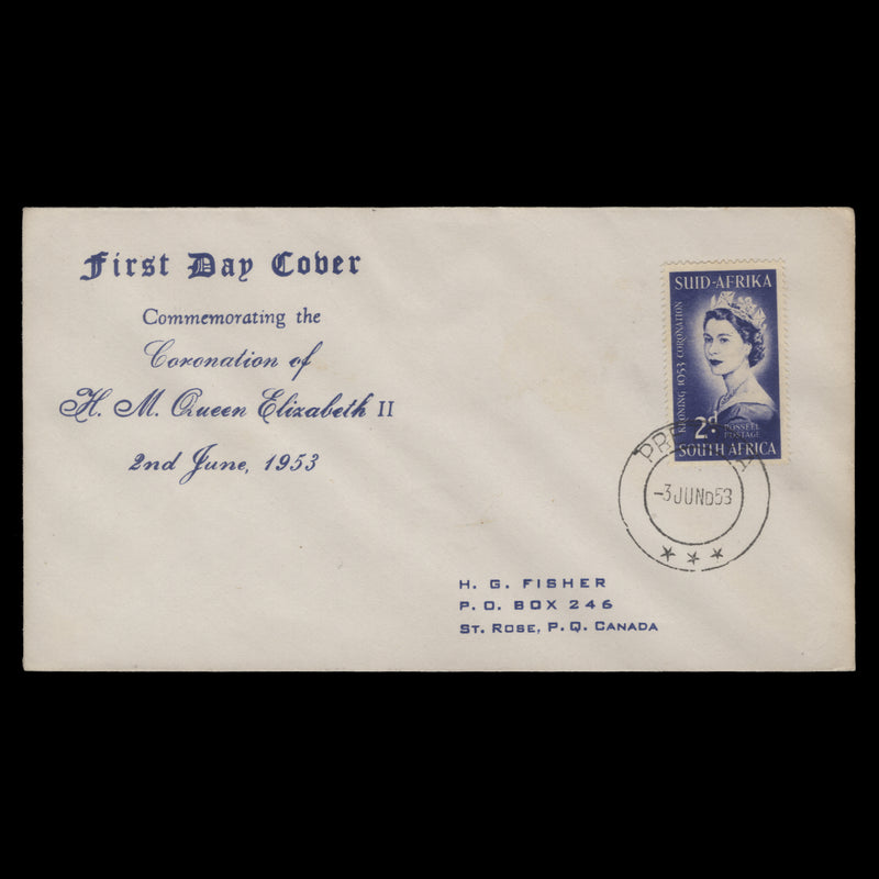 South Africa 1953 (FDC) 2d Coronation, PRETORIA