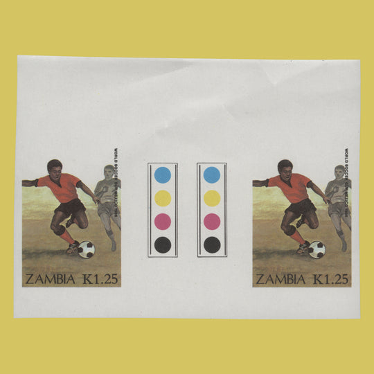 Zambia 1986 K1.25 World Cup Football, Mexico imperf proof gutter pair
