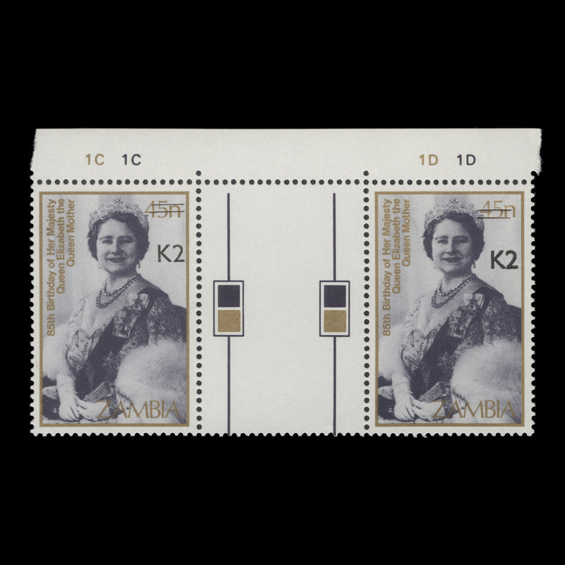 Zambia 1991 (MNH) K2/45n Life and Times of Queen Mother gutter plate pair