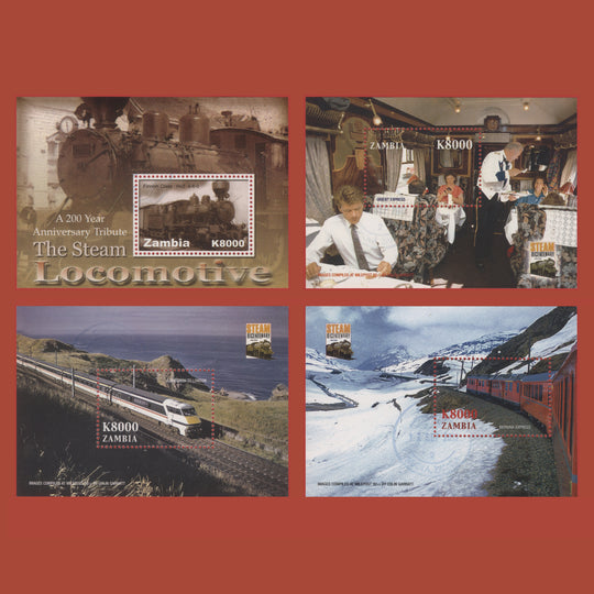 Zambia 2005 (CTO) Steam Locomotives Bicentenary miniature sheets