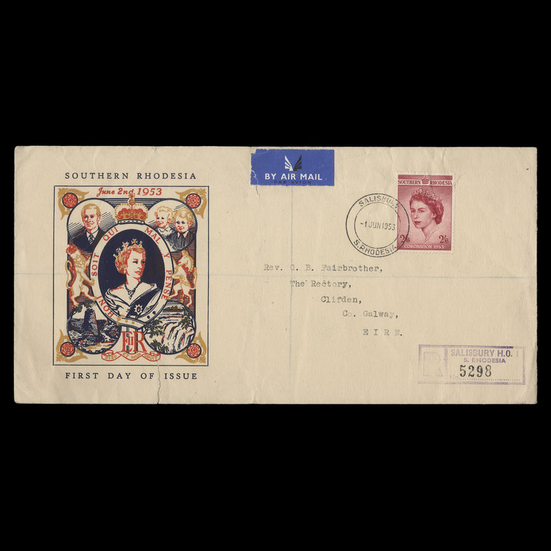 Southern Rhodesia 1953 (FDC) 2s6d Coronation, SALISBURY