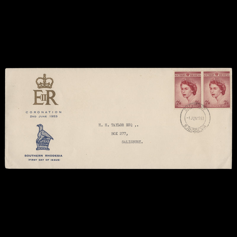 Southern Rhodesia 1953 (FDC) 2s6d Coronation, SALISBURY