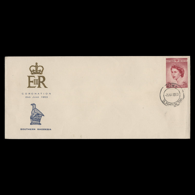 Southern Rhodesia 1953 2s6d Coronation day cover, RUWE