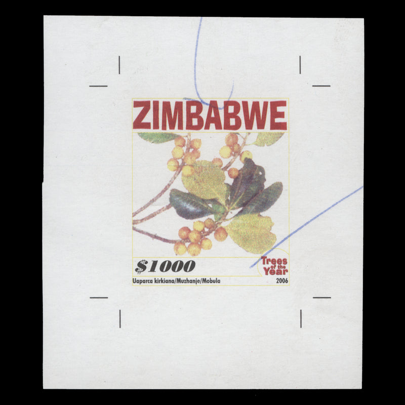 Zimbabwe 2006 Uaparca Kirkiana/Trees of the Year imperf proof