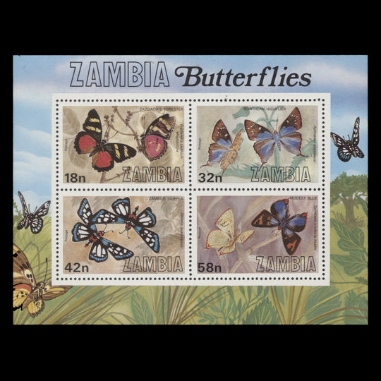 Zambia 1980 (MNH) Butterflies miniature sheet