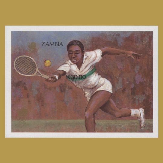 Zambia 1988 (Variety) Tennis/Olympic Games, Seoul imperforate miniature sheet