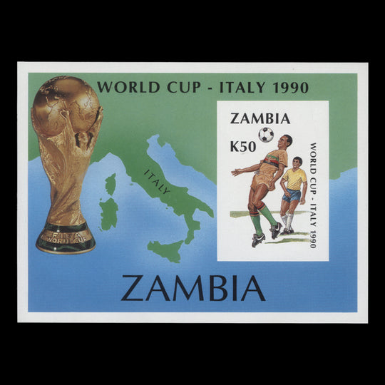 Zambia 1990 (Variety) World Cup Football, Italy imperforate miniature sheet