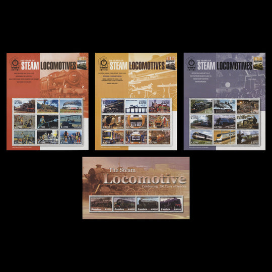 Zambia 2005 (MNH) Steam Locomotives Bicentenary sheetlets