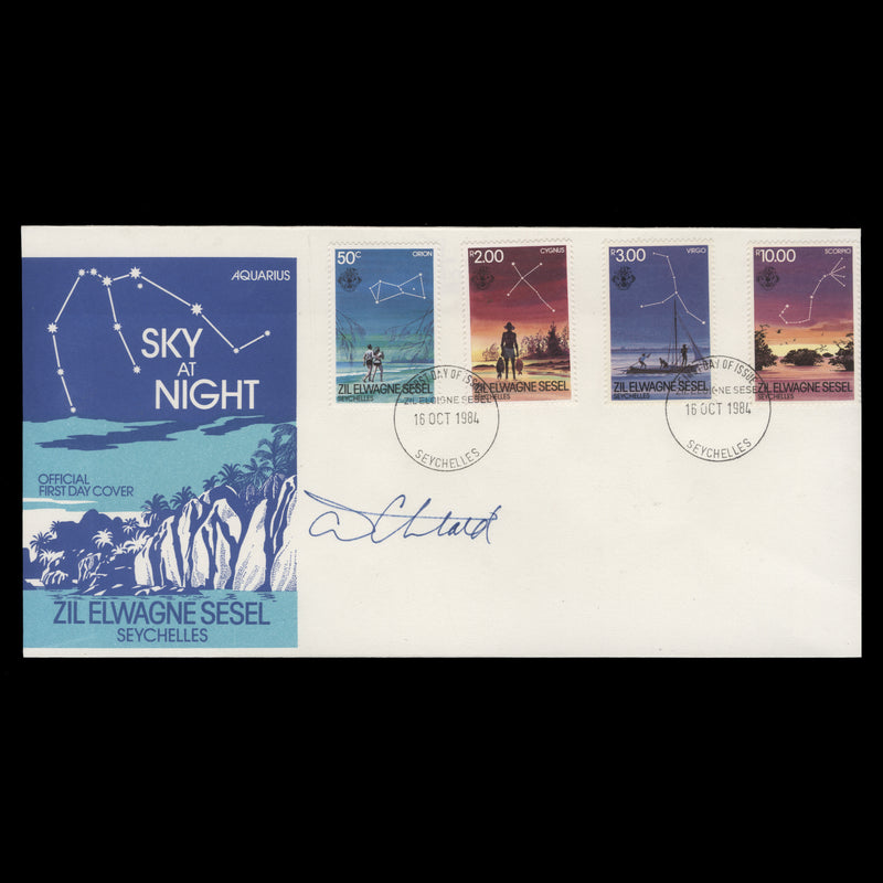 Zil Elwannyen Sesel 1984 Sky at Night first day cover signed by designer