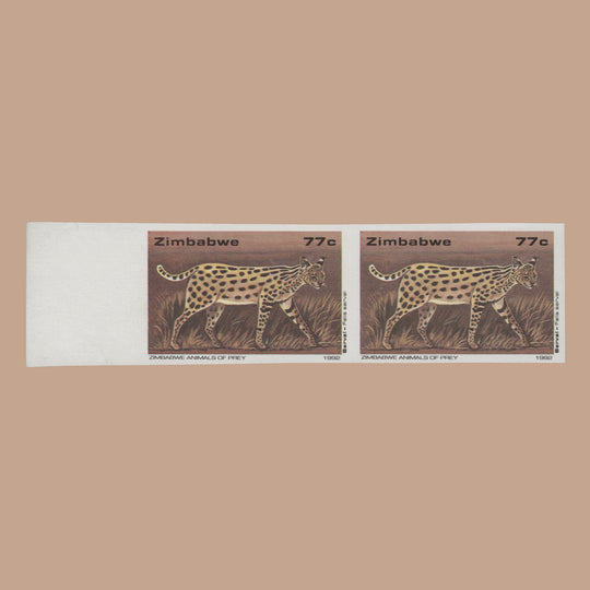 Zimbabwe 1992 Serval imperf proof pair