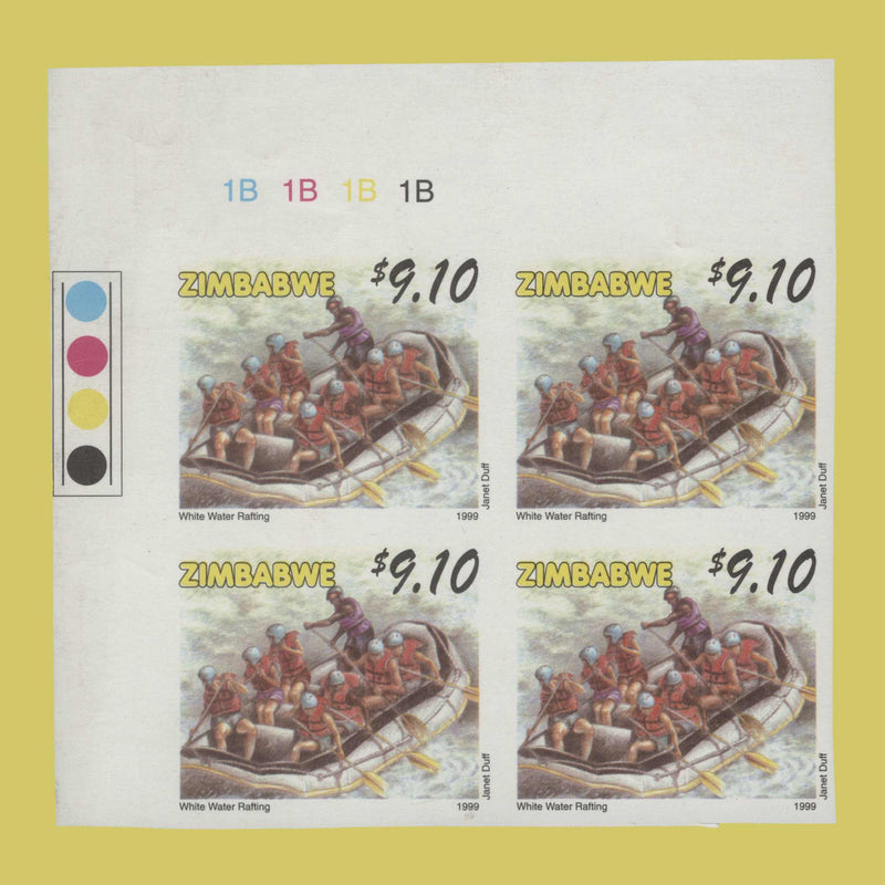 Zimbabwe 1999 White Water Rafting/Tourism imperf proof plate block