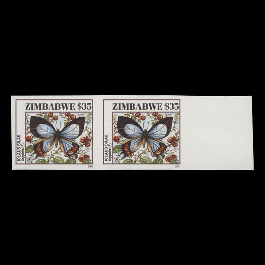 Zimbabwe 2001 Sapphire imperf proof pair