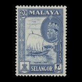 Selangor 1962 (Variety) 20c Fishing Craft with blue offset
