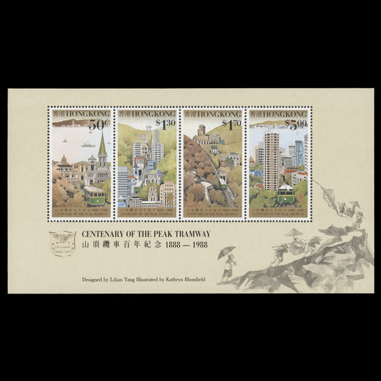 Hong Kong 1988 (MNH) Peak Tramway Centenary miniature sheet