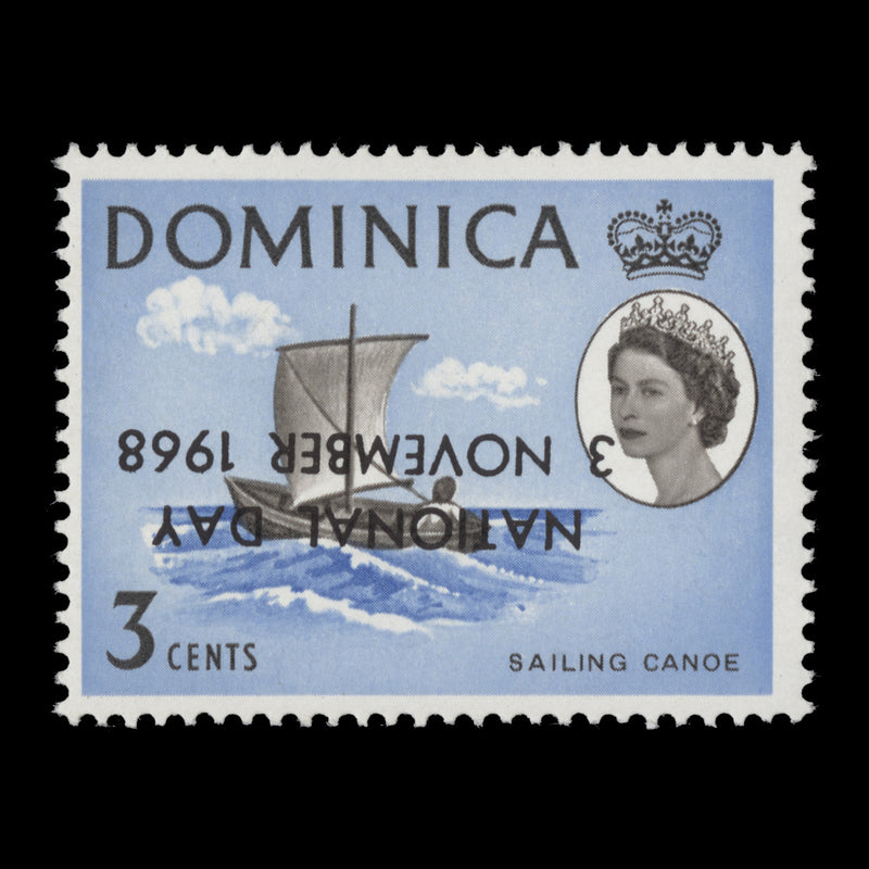 Dominica 1968 (Variety) 3c National Day with inverted overprint