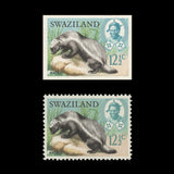 Swaziland 1969 Ratel imperf proof on presentation card