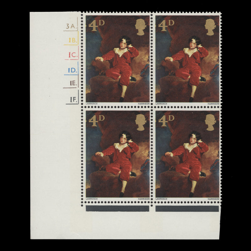 Great Britain 1967 (MNH) 4d British Paintings cylinder 3A.–1B.–1C.–1D.–1E.–1F. bloc