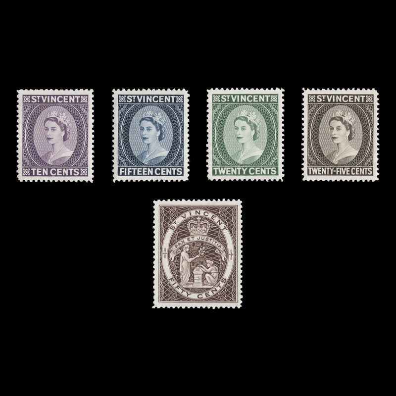 Saint Vincent 1964 (MNH) Definitives, perf 12½ x 12½, St Edward's crown watermark