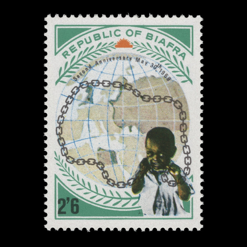Biafra 1969 (Variety) 2s6d Independence Anniversary missing green and orange