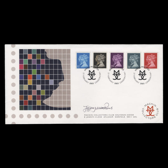 Great Britain 2003 Spring Philatex souvenir cover signed by Jeffery Matthews