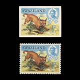 Swaziland 1969 Caracal imperf proof on presentation card