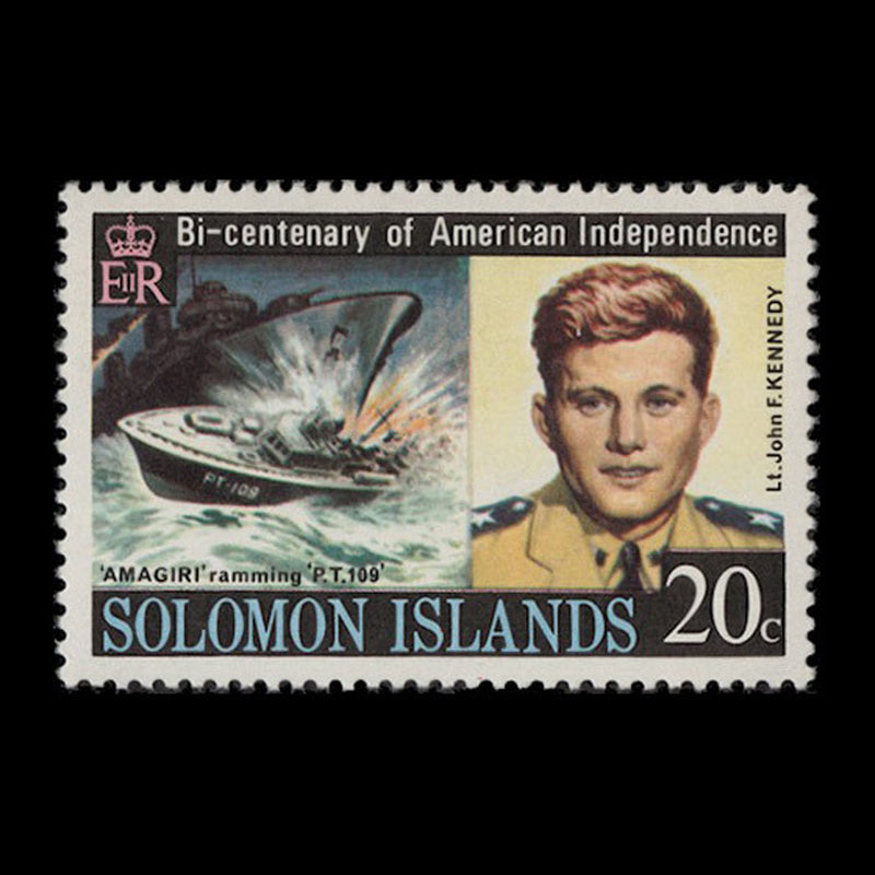 Solomon Islands 1976 (Variety) 20c American Bicentenary with watermark to right