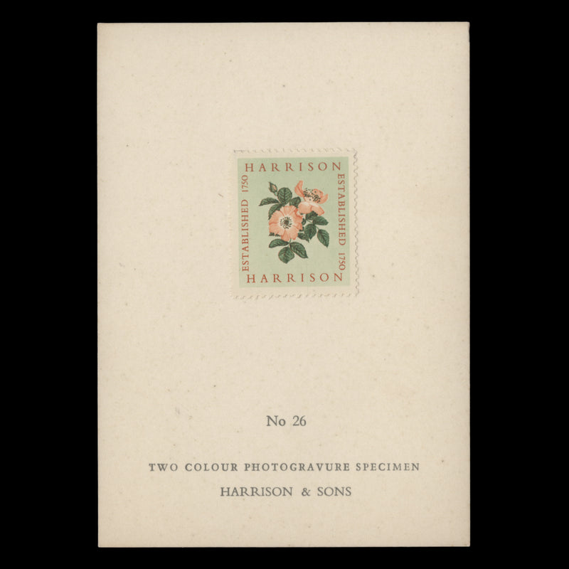 1954 Harrison two-colour Alexandra Rose presentation card, no 26